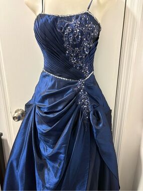 Y2K midnight blue ballgown w convertible straps